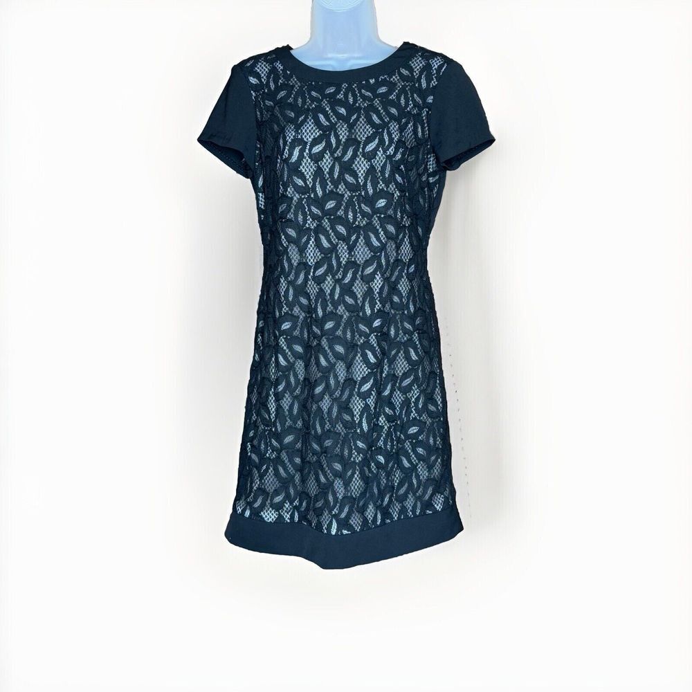 WHBM‎ Dress Women 4 Black Lace Overlay Party Cocktail Romantic Elegant Classic